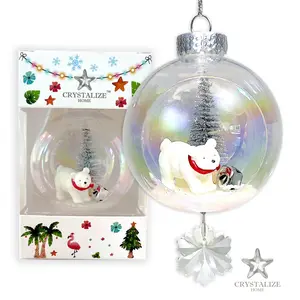 Polar Bear Plastic Ornament with Magnetic Crystal 3"x7"