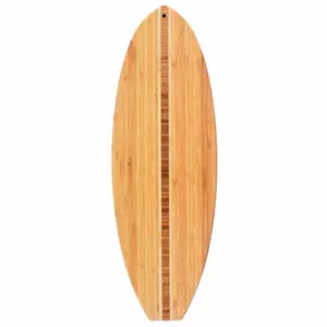 Totally Bamboo Surfboard Shaped Bamboo Wood Cutting Board and Charcuterie Serving Board, 23" x 7-1/2" - Durable Kitchen Chopping Board with Hang Tie