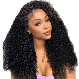 Shewell Wig 5*5 Kinky Curly HD Transparent Lace 100% Human Hair 300% Density, Pre-Cut Lace, Glue-Free, Drawstring, Wigs Human Hair,Glueless Wigs Ready To Wear, Front Lace Human Hair Wig