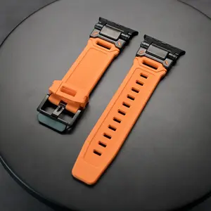 Sports Rubber Band for Apple Watch Ultra 2 49mm 44 45mm 46mm, Silicone Stainless Steel Strap for iWatch Series 10 9 8 7 6 5 Se 4, Wearable, Smart Watch Straps