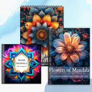Mandala & Nature Theme Adult Coloring Book - Set of 3 - Perfect for Relieving Stress and Giving Gifts, Easy Coloring, Spiral Bound Design Christmas Coloring Book for Girls