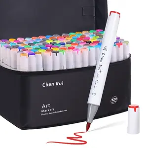 Alcohol Based Brush Markers -Double Tipped Art Marker Set for Artists Adults Coloring Sketch Illustration Card Making and DIY Patinting - Brush & Chisel Dual Tips - Refillable Ink