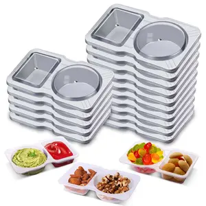 20 Pcs Reusable Snack Containers with Lids Double Compartment Sauce Dipping Boxes for Adults On-the-Go Kids Travel Eco-Friendly & Secure Sealing