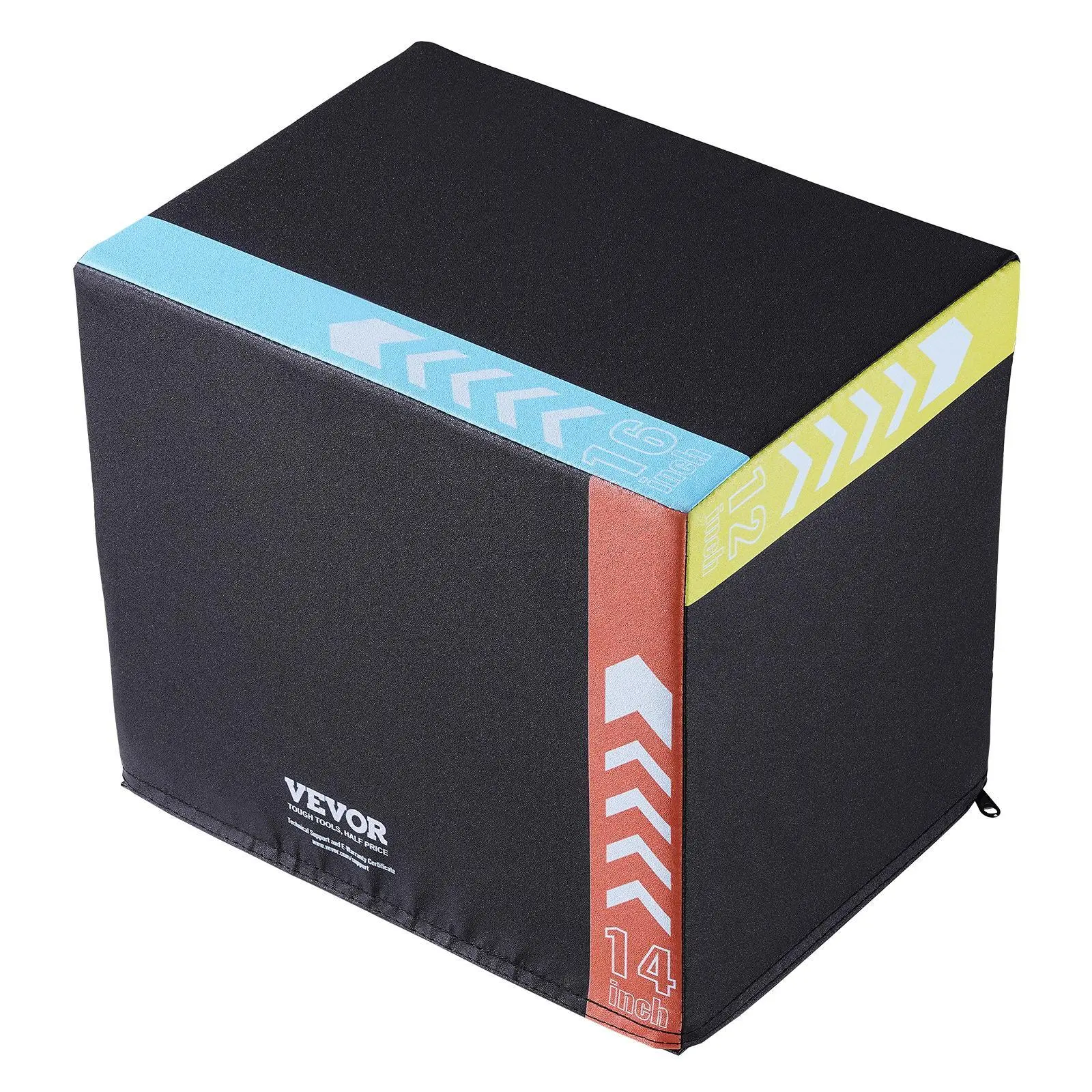 VEVOR Unisex 3-in-1 Multi-Size Anti-Slip Cotton Plyometric Jump Box (16/14/12 in) with Platform, Agility Step-Up Box for Home Gym Conditioning Strength Training, Black#BacktoSchool