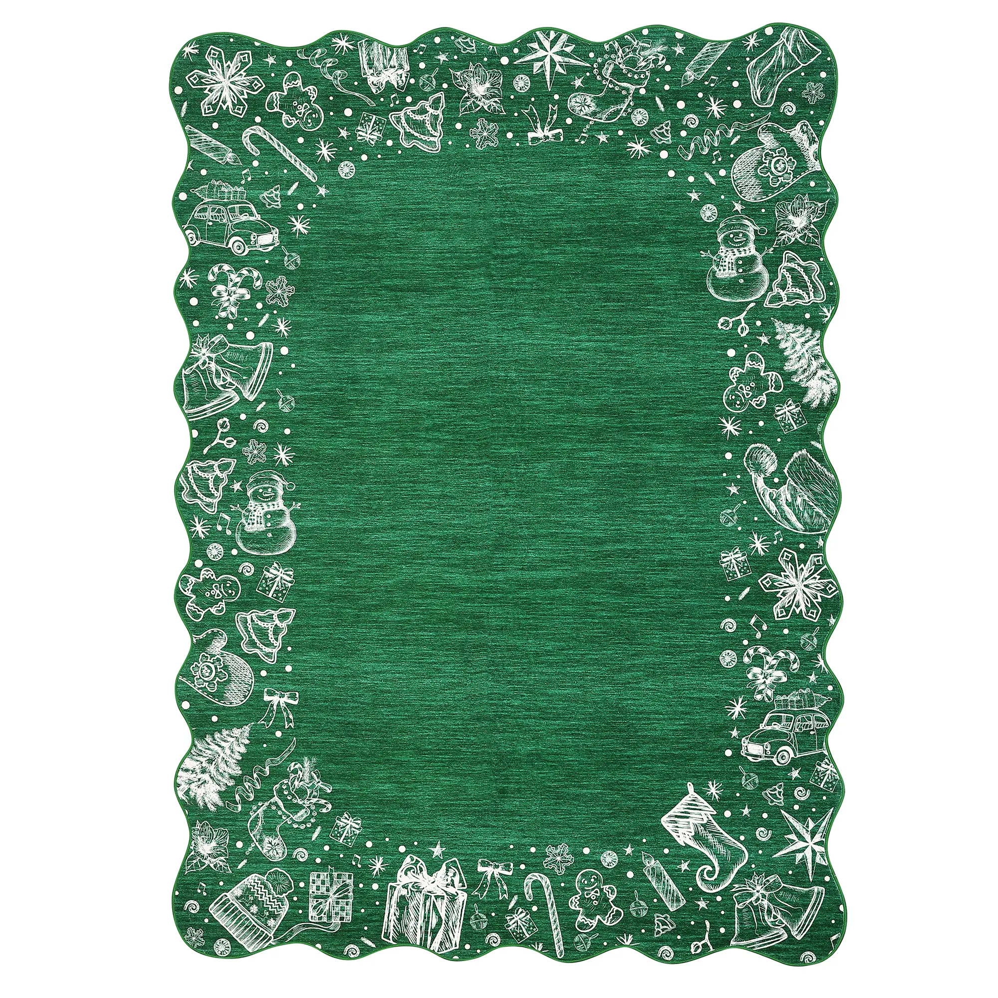 Machine Washable Foldable Printed Christmas Melodic Circle Rug, Room Decor Rugs for Home, Working Place, Machine Washable Rug