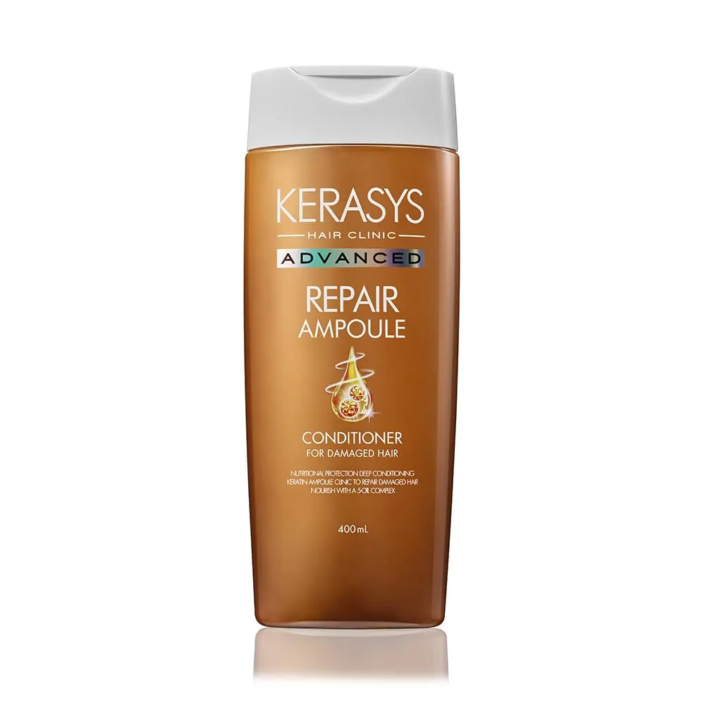 Kerasys Advanced Keratin Ampoule Clinic for Damaged Hair Repair Ampoule 13.5 fl oz / 400 ml (Shampoo + Conditioner Set)