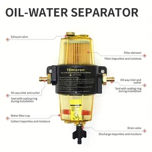 10 Micron Oil-Water Separator for Outboard Motors: Transparent, Replaceable Filter Element, Suitable for 2-Stroke and 4-Stroke Engines
