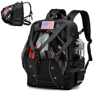 Men's Moto Helmet Backpack Waterproof Large Capacity Essential Biker Gear with Adjustable Straps for All Helmet Sizes Ideal for Motorcycle Cycling Adventures