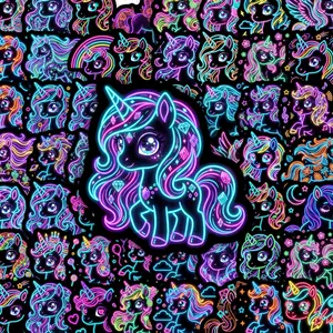 50pcs Neon Unicorn Cute Rainbow Horse Stickers, Suitable for Scrapbooks, Diaries, Laptops, Water Bottles, Cars, Etc., Based on A Design Inspired By Faith.