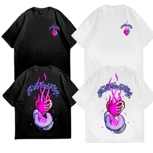 Omar Courtz Album 2026 T-Shirt – Latin Trap Graphic Tee, Pink Flame Heart Aesthetic Back Print Streetwear Shirt, Unisex Soft Cotton Fan Merch for Men & Women