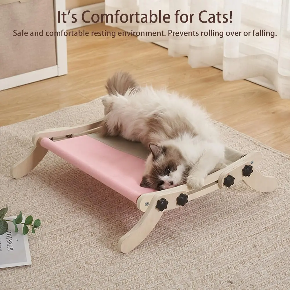 YJ-Garvee Adjustable Dual-Use Cat Window Perch and Hammock for Indoor Cats, Supports Up to 40LBS, Ideal for Home and Living Room Relaxation，Grey and pink