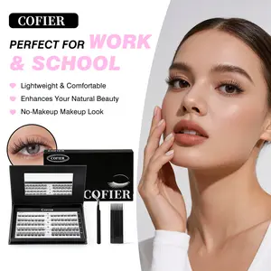 Cofier DIY Lash Kit No Glue Natural False Eyelashes Multi-Length Light Volume with Tweezer Easy to Apply Long-Lasting Everyday Wear