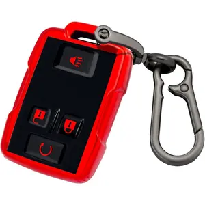 for Chevy Key fob Cover case with Keychain,Key Case Shell TPU Full Protection Compatible with GMC Chevy Colorado Silverado Suburban Tahoe Canyon Sierra Smart Remote Key (Red)