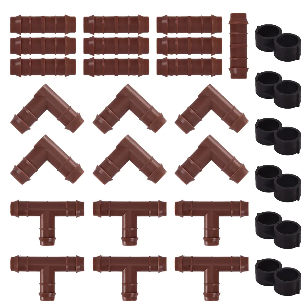summerwins 28-Piece Garden Drip Irrigation Fittings Kit with 1/2-Inch Tubing, Chemical-Resistant Tees, Couplings, Elbows, End Cap Plugs, Barbed Connectors for Flower Bed, Garden Greenhouse, Agricultural Watering Systems (Easy to Install)