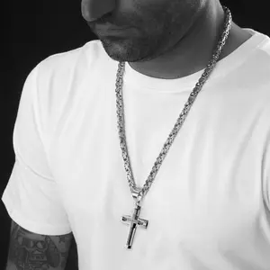 Large Jesus Christ Cross Pendant Necklace Religious Jewelry For Mens,316L Stainless Steel 22-26Inch 5MM Imperial Chain,The Best Father's Day Gift,BF Gift