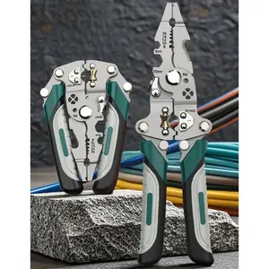 Professional Foldable Electrician Pliers, Multi-Function Wire Stripping Splitting Crimping Tool for Electrical Work Set
