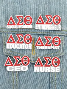 Delta Sigma Theta Cartoon Badges, Badge Pins, Brooch Pin, 6-Piece Set for Women Professionals Social Worker Nurse Theme Club Activities Souvenir Gifts
