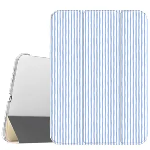 Thin Blue Stripes Case for iPad A16 2025 / iPad air 6/ iPad mini 6 Air, Pro 4,5,6,7, Slim Stand Cover with Soft Translucent Frosted Back Pencil Slot, for Samsung Galaxy Tab S99 S6,7,8,9,10FE + A7 LTE Tablet Cases
