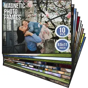 10 Pack  Picture Frames for Refrigerator - 8.5 x 11 in  Picture Frames for Fridge -  Photo Sleeves - Locker  Frame - 8.5x11  Photo Frames -  Picture Holder Black/White