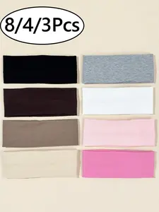 8 Pack Solid Color Knitted Sports Headbands for Men and Women, Sweat Absorbing Headband, Workout Headband, Training Headband, Sweat Wicking Headband, Sweat Absorbent Running Yoga Fitness High Elasticity Hair Bands