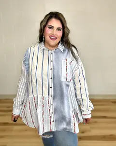 Mixed Stripe & Floral Patchwork Top