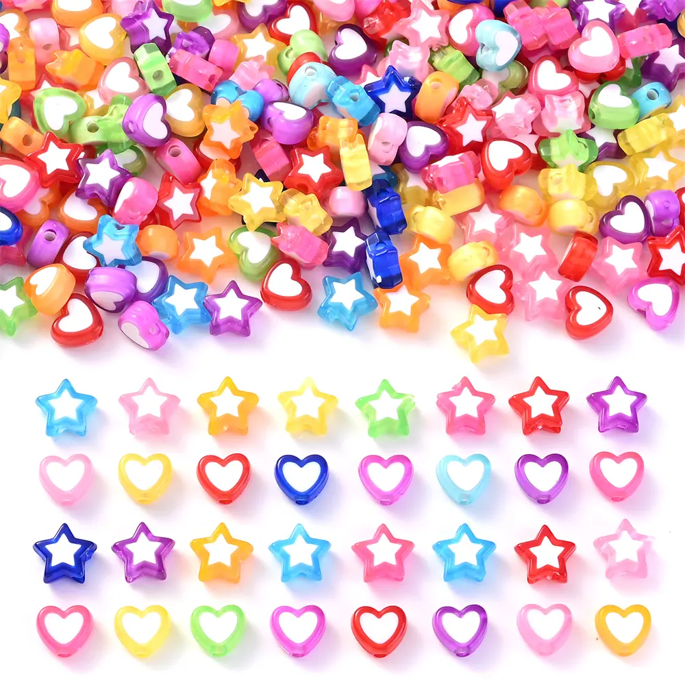 A50 Pastel Star Heart Acrylic Cabochons Bulk for DIY Crafts