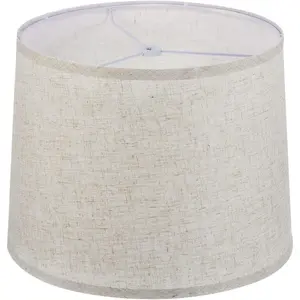 11.4" Top x 12.6" Bottom x 9.8" High Drum Lamp Shades for Table Lamps and Floor Lamps, Medium Linen Lampshade Easy Assembly for Lamp Replacement, Beige