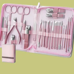 26 Pcs Pink Nail Clippers Pedicure Kit Includes Nail Cutter Scissor Cuticle Nipper for Manicure & Pedicure Grooming Tools