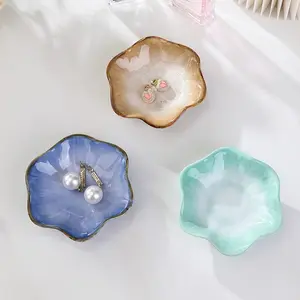 Cute Kiln-Fired Ceramic Jewelry Tray, Desktop Storage Dish Organiser for Various Jewellery and Small Items, Perfect Valentine's Day Gift