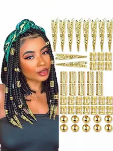 50-Piece Braiding Hair Accessories Set, Dirty Braids Hair Clips, Punk Braids Styling Decor, Street Dance Festival Hair Jewelry