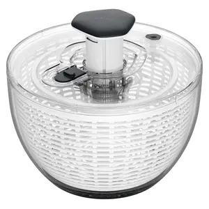 Salad Spinner Lettuce Dryer Christmas Gift One-handed Easy Press Large Vegetable Dryer Salad Mixer with Comfortable and Retractable Pusher and Brake Button for Greens, Herbs, Berries, Fruits, 6.3 QT Kitchen Utensils