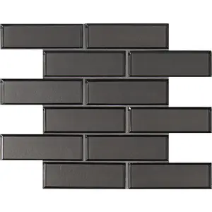 York Steel Gray 2x6 Beveled Glass Tile Sample