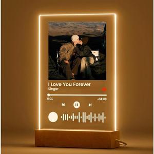 Personalized LED Night Light Photo Plaque with Scannable Song Code, Custom Music Plaque Night Light Gift for Valentine's Day, Song Picture Frame, Custom Led Light Night Lamp, Custom Actylic Music Photo Plaque, Gift for Boyfriend, Anniversary Gift outdoorf
