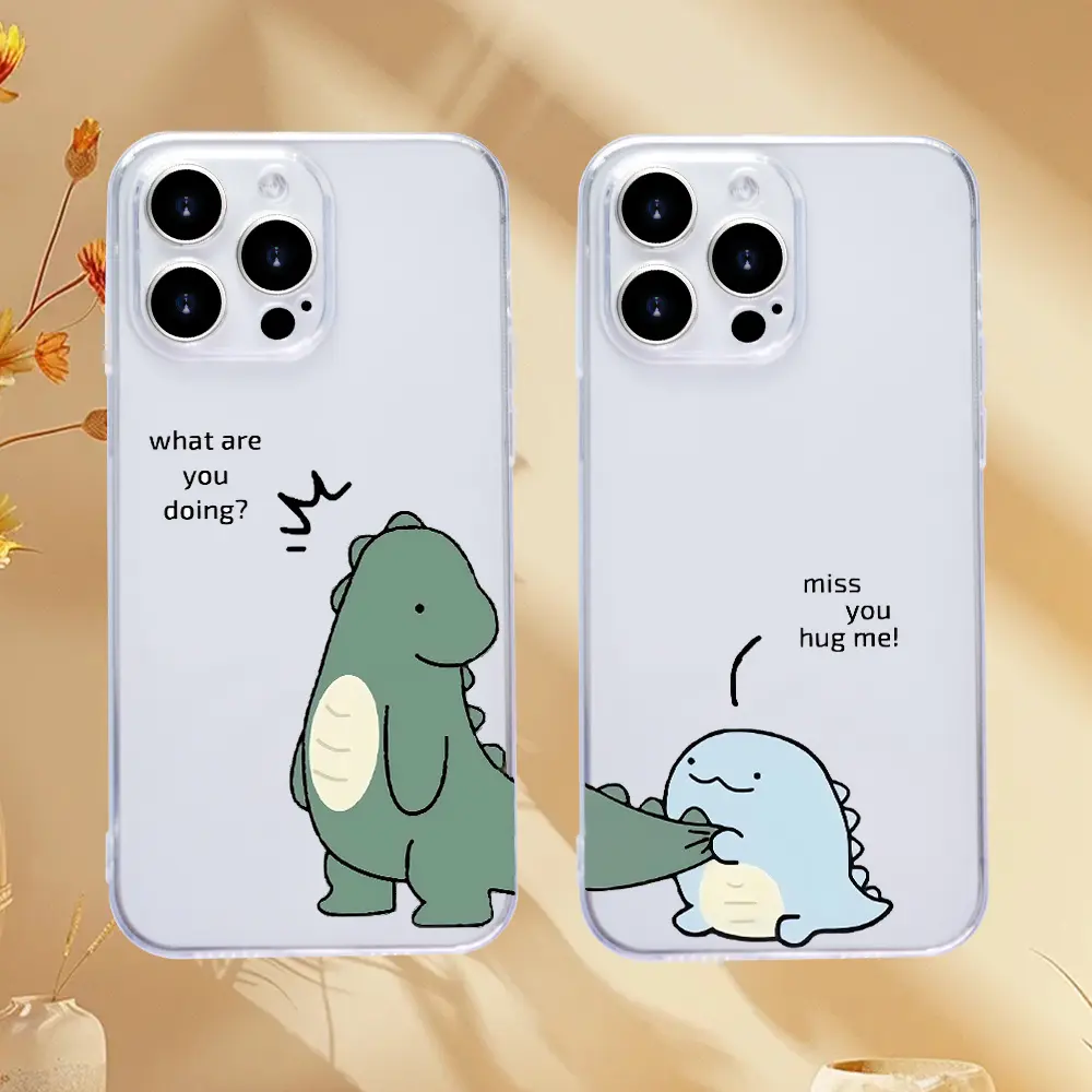 Couple-Themed Dinosaur Print TPU Smartphone Case - Protective Mobile Phone Accessory Compatible with Phone 7,8 Plus,X,XS,XR,11,12,13,14,15,16,17,Pro Max,Mini, Accessories