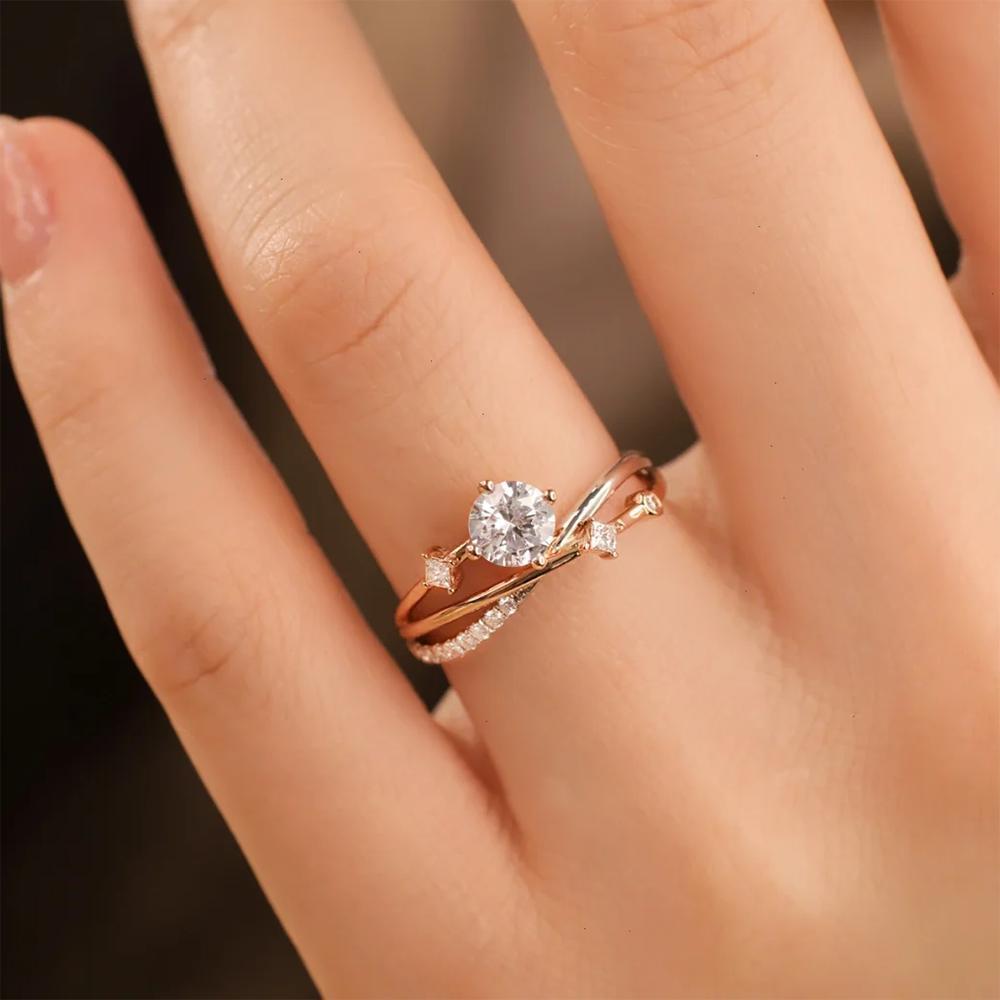 1Carat Real Moissanite Diamond Engagement rings With Certificate S925 Silver Shooting Star Wedding Ring for Women Fine Jewelry