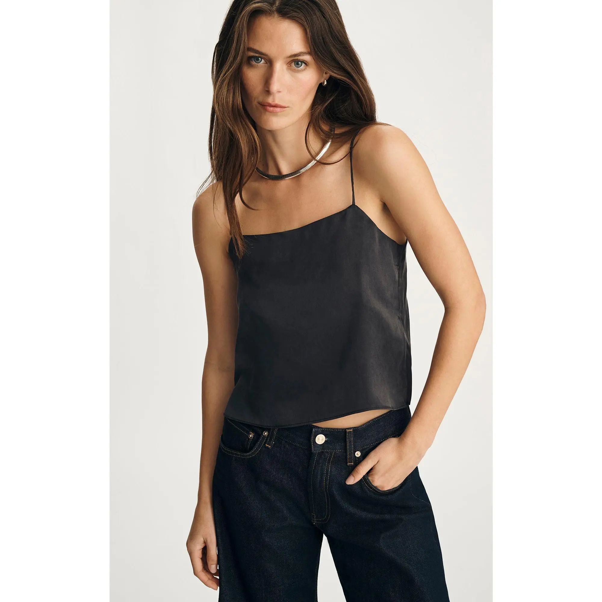 EDITION SILK CAMI TOP IN BLACK