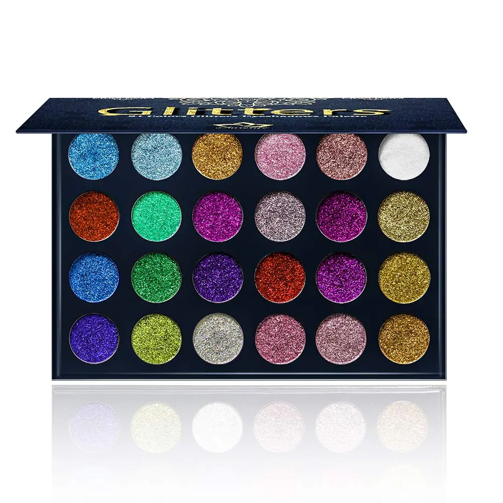 24 Color Glitter Eyeshadow Palette - Ultra Pigmented Vegan Pressed Powder, Long-Lasting and Waterproof for Party Wear & Wedding Makeup, Gift, Halloween, Smokey Eye, Non Toxic, Cruelty Free, Colored Pigment Makeup, Friends, Lover