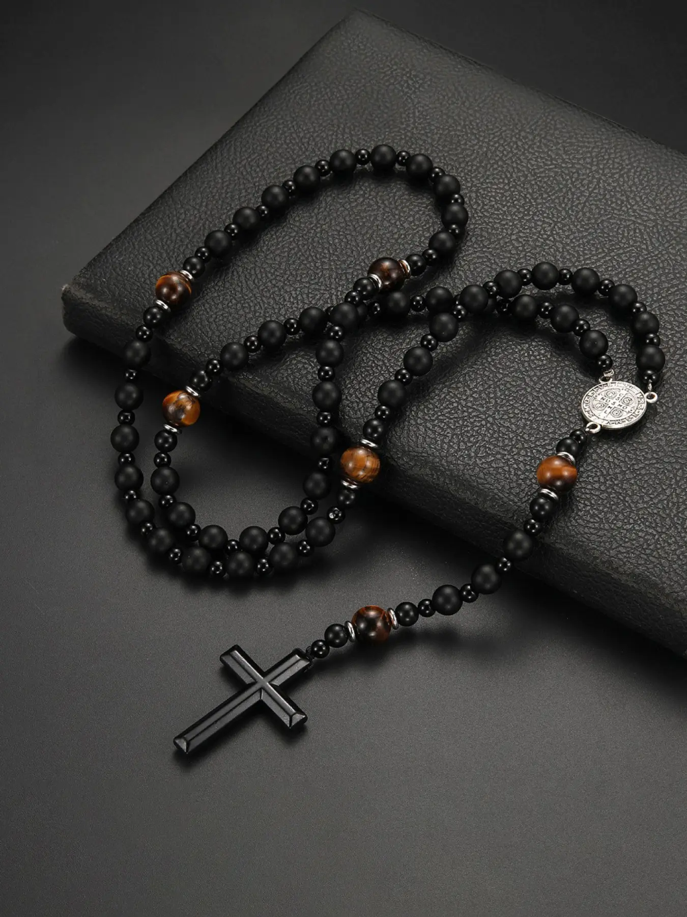 Handmade Beaded Cross Design Pendant Necklace, Faith Necklace, Fashion Accessory for Daily Wear & Special Occasions, Energy Healing Jewelry Gift, Beaded Pendant Necklaces