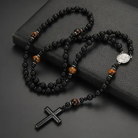 Handmade Beaded Cross Design Pendant Necklace, Faith Necklace, Fashion Accessory for Daily Wear & Special Occasions, Energy Healing Jewelry Gift, Beaded Pendant Necklaces