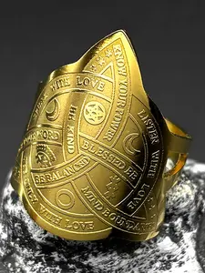 Viking Witch Celtic Knot Rings for Women Men Goth Stainless Steel Engraved Decorated Ring Odin Runes Witchcraft Protection Finger Ring Amulet