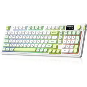 L98  Gaming Keyboard Green Cute Creamy Keyboard with Number Pad, Tri-Mode BT5.0/2.4GHz/USB-C, RGB Backlit, Quiet Office  Keyboards for PC  Laptop (Green White)