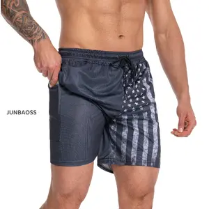 JUNBAOSS Mens Swim Trunks with Compression Stretch Beach Shorts Quick Dry with Pockets No-Chafing Board Shorts, Breathable Fit Hawaii Beach Shorts Swimwear Bathing Suits