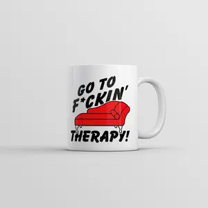 Go to F*ckin Therapy Mug Funny Sarcastic Mental Health Novelty Coffee Cup - 11oz Funny Coffee Mugs Ceramic Printed Drinkware Cup