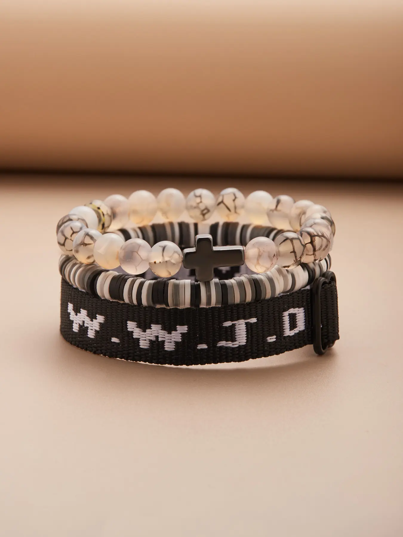 24 White Gray Crackle Semi-Precious wwjd