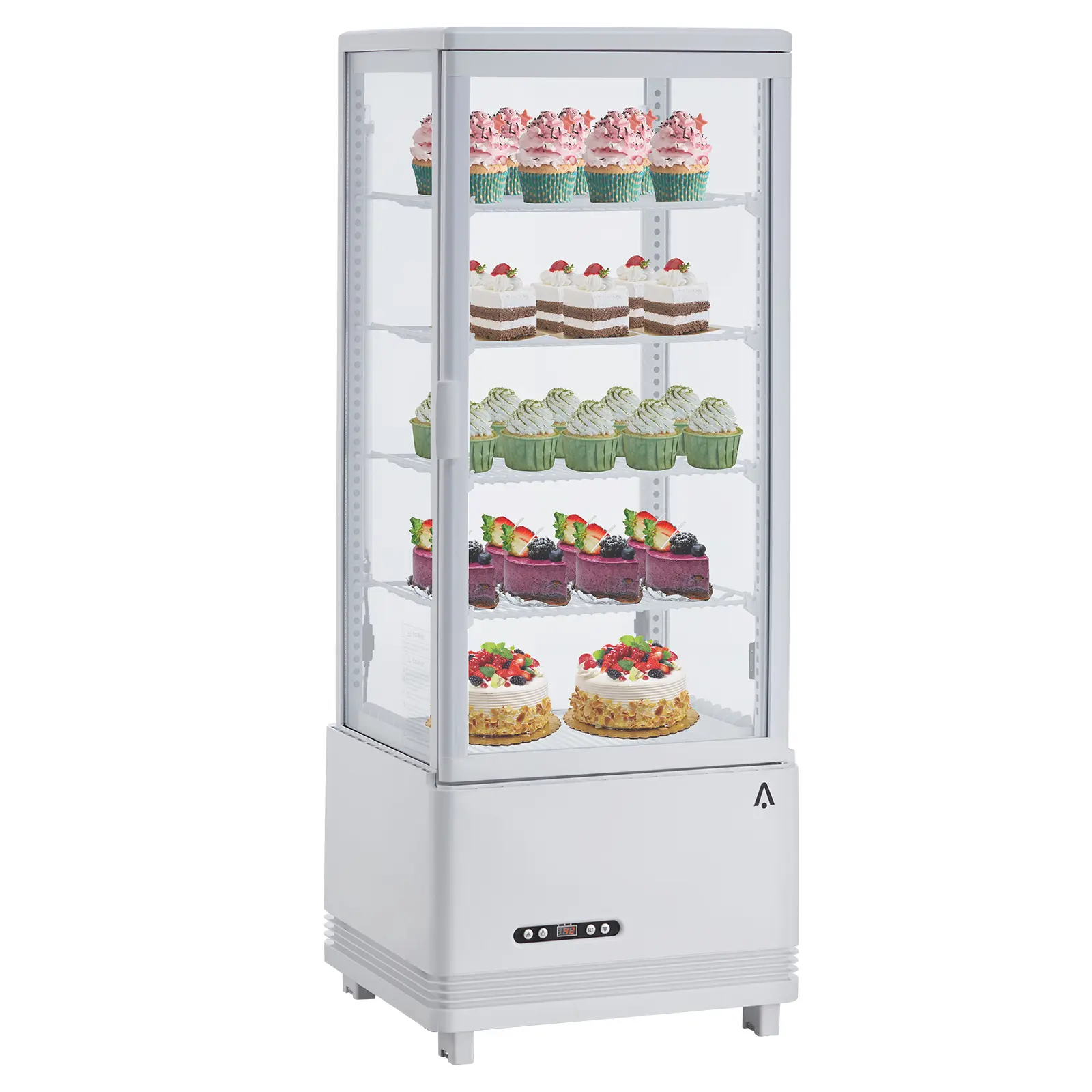 3.5 Cu. Ft. / 98 Liter Commercial Display Refrigerator, Countertop Refrigerated Cake Display Cabinet with Adjustable Shelves & Digital Controls – LED Display for Cafes, Bakeries
