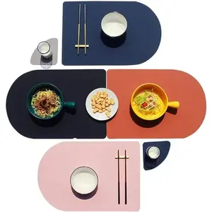 4-piece placemats, washable leather anti-slip, heat-resistant and waterproof placemats and coasters, easy to clean