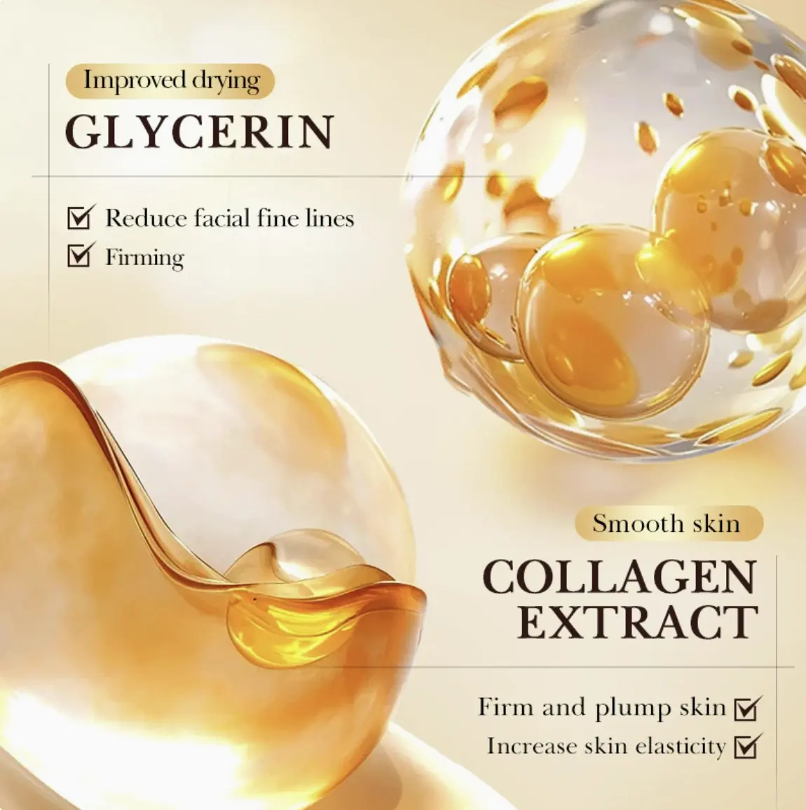SADOER 24K Golden Collagen Serum 40ml with Hyaluronic Acid for Dry