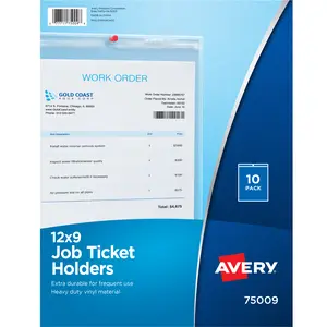 Avery Job Ticket Holders, Heavy Gauge Vinyl, 9 x 12 Inches, 10 per Pack (75009)
