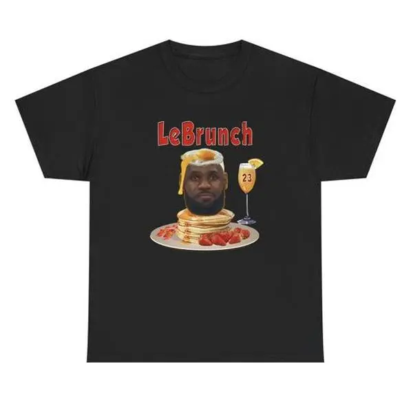 LeBrunch Men's Short-Sleeve Casual T-Shirt - Bold Graphic, Food Twist, Gen Z Vibe, Lebron Basketball Theme, Adult Gift, Meme Shirts Funny, Funny T-Shirts Meme