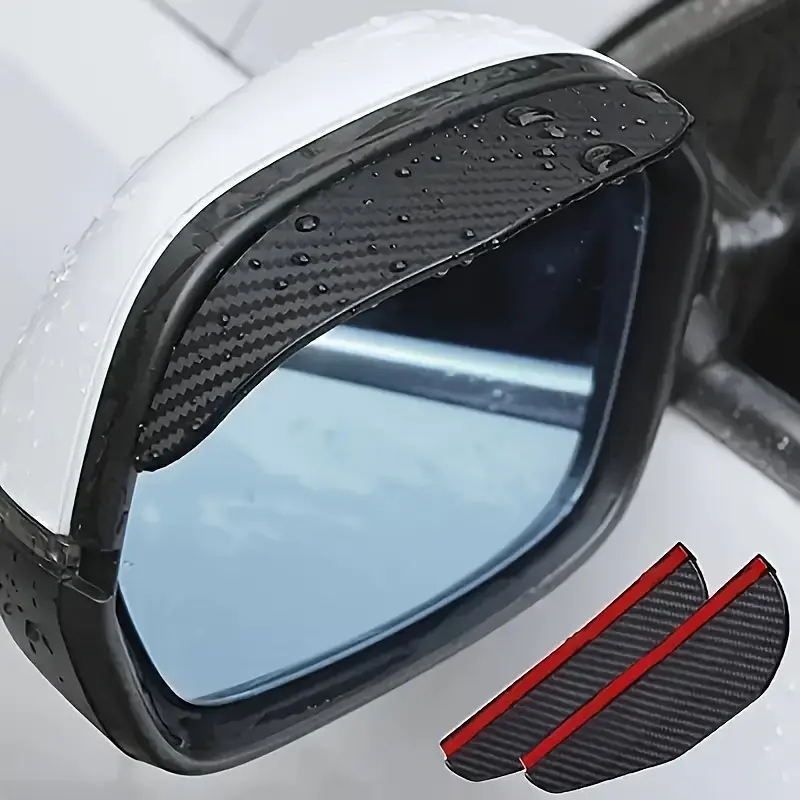 Set of 2 Car Side Mirror Rain Guards Thickened, Carbon Fiber-Textured Rain Visors, Enhances Driving Visibility, Vehicle Accessories, Automotive, Hyundai Accessories, Reinforced Edges, Mirror Covers, For Car Enthusiasts & Owners, Provides Rain Protection